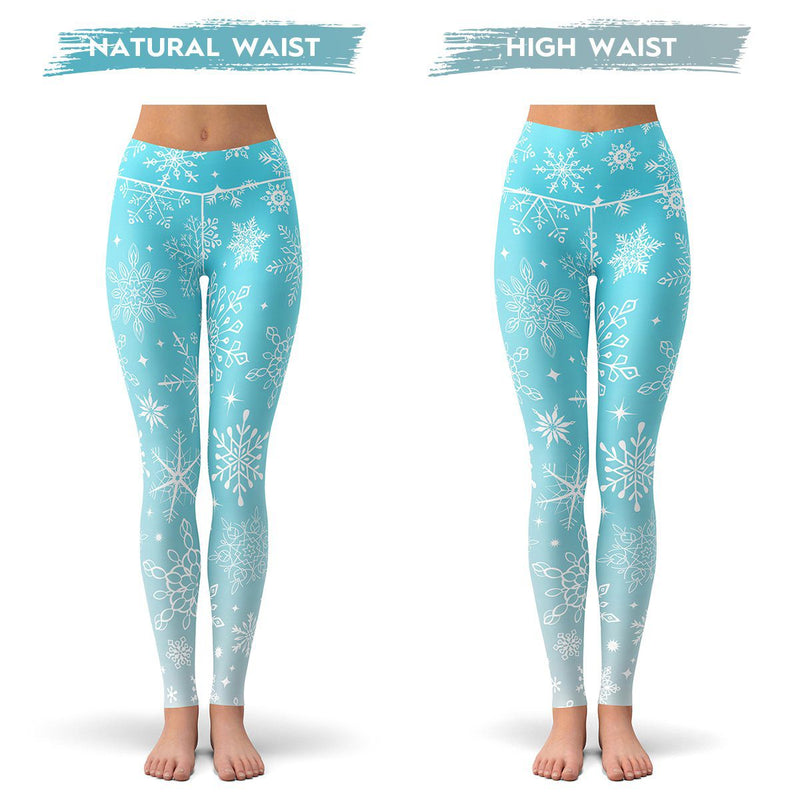 Snowflake leggings on navy with optional bow cuffs - in stock