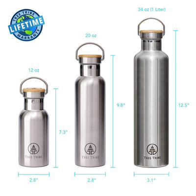 Insulated Stainless Steel Bottle with Tree Tribe logo - 20 oz