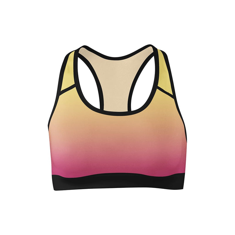 Pink Sunset Sports Bra - Women's Active Tops for Yoga, Gym, Running