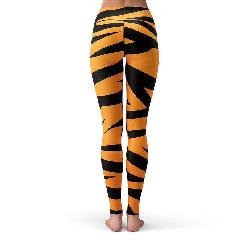 Wild Orange & Black Tiger Stripe Printed Spandex Ladies Athletic Sports  Bras - Ladies Athletic Spandex Sports Bras in Lots of Colors & Styles