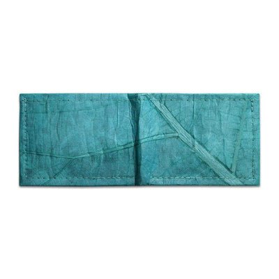 Leaf Leather Bifold Wallet - Turquoise
