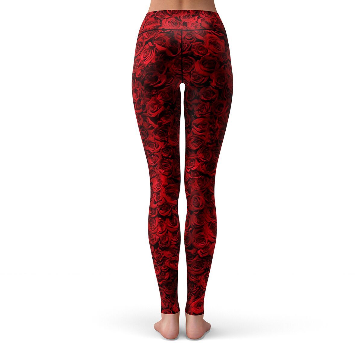 Red Rose Leggings | Comfortable Casual Active Wear with Nature Designs