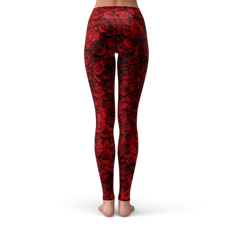 Red Rose Leggings  Comfortable Casual Active Wear with Nature Designs